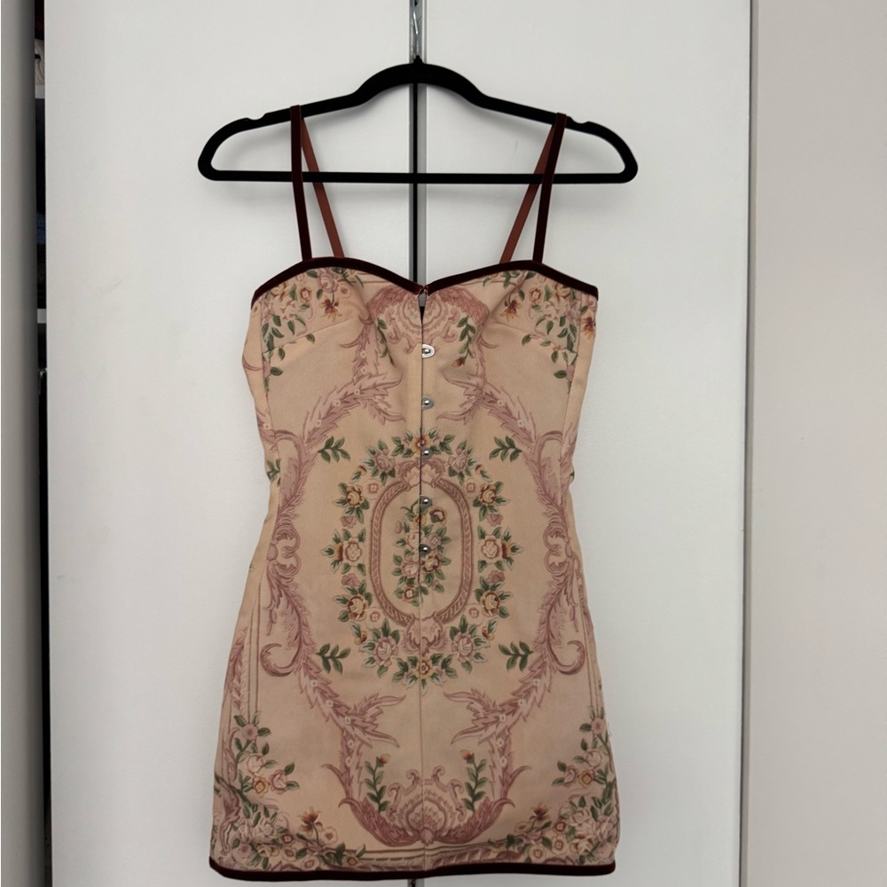 With Jean Floral Dress with Burgundy Accents